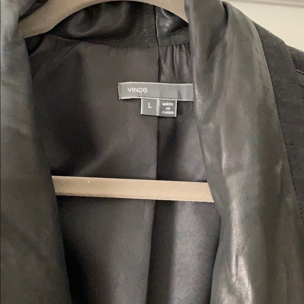 Vince. Linen and Leather moto jacket sz Large - Picture 2 of 8